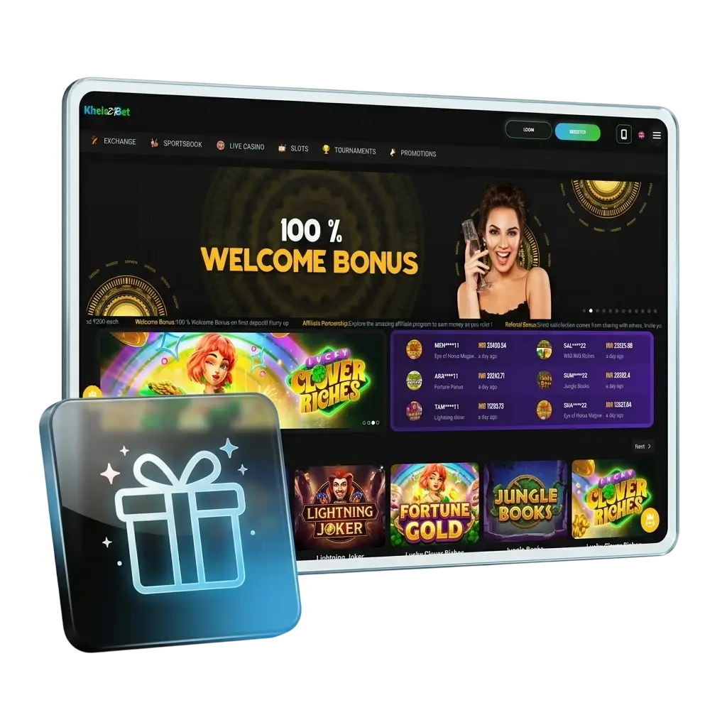 Khelo24bet promotions in India featuring 100% casino welcome bonus up to INR 1,00,000 for new players