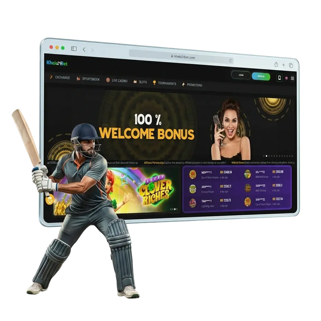 Khelo24bet cricket betting platform in India offering IPL and international match markets with welcome bonus up to INR 1,00,000