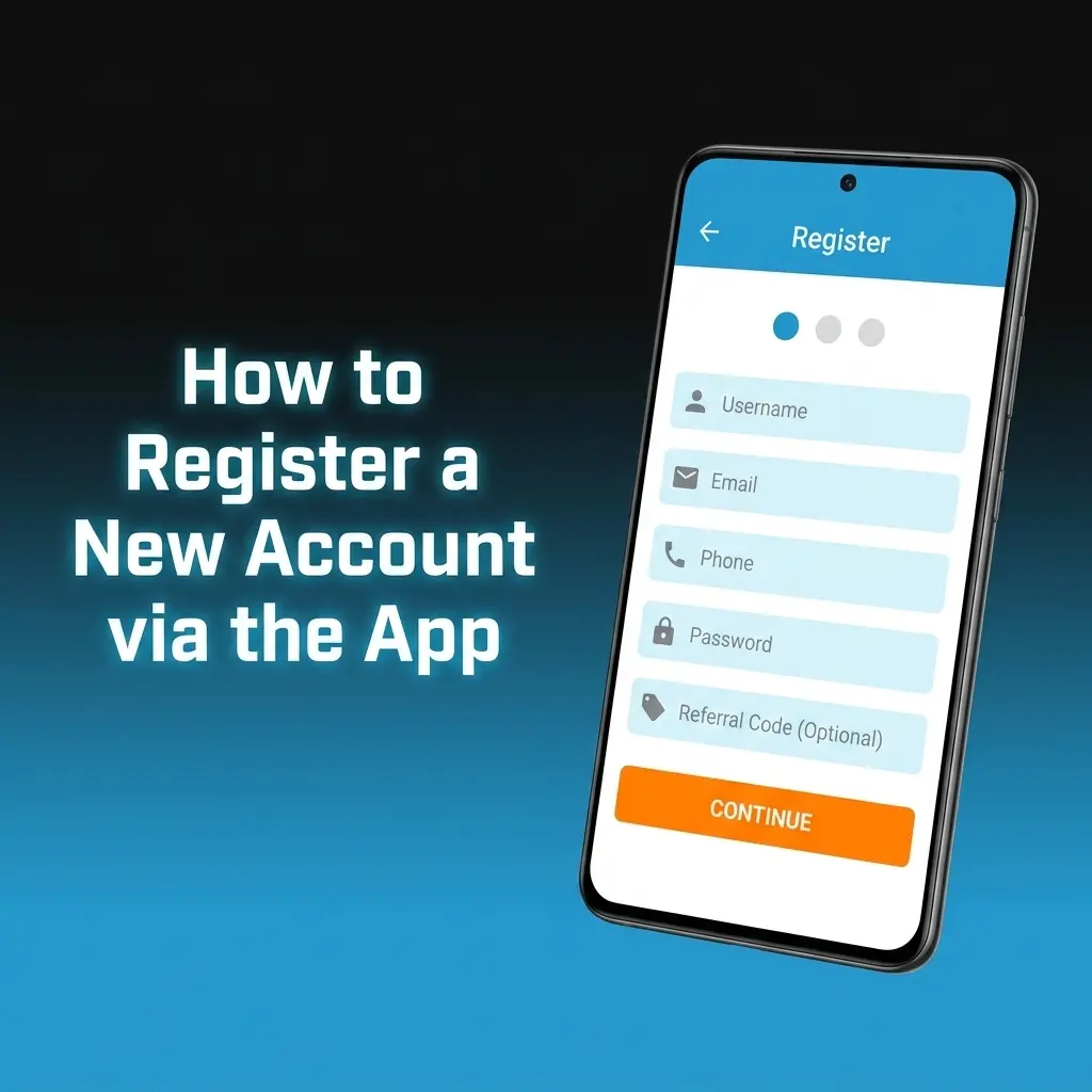 Khelo24bet app registration screen showing sign-up steps including phone, email, or social media account options